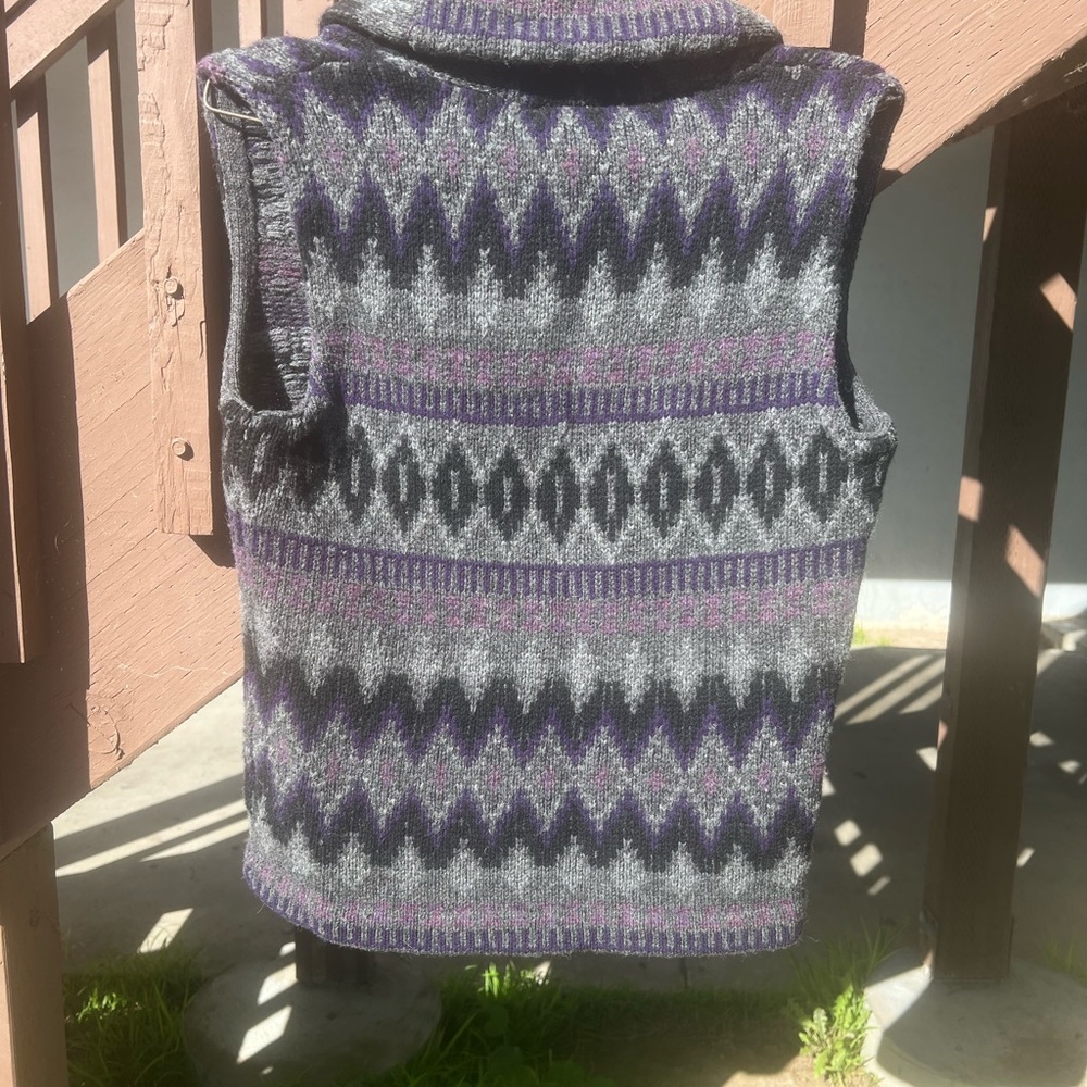 Ralph Lauren Purple and Gray Wool Vest - Picture 2 of 6